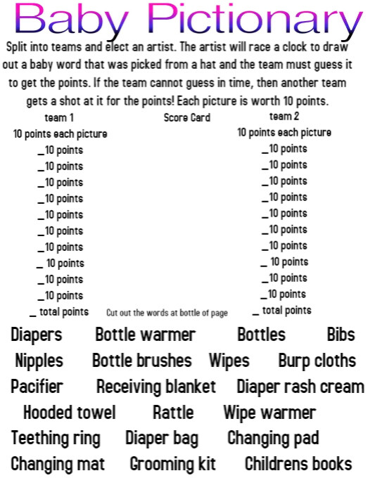 V1 Baby shower game, Baby Pictionary | PosterMyWall