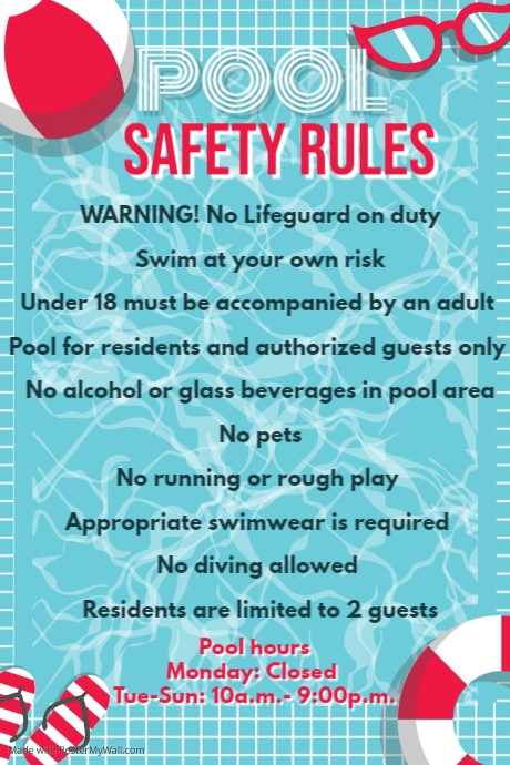 Pool Safety Rules Poster Flyer Template PosterMyWall