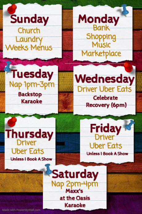 Weekly Schedule Poster Template | PosterMyWall