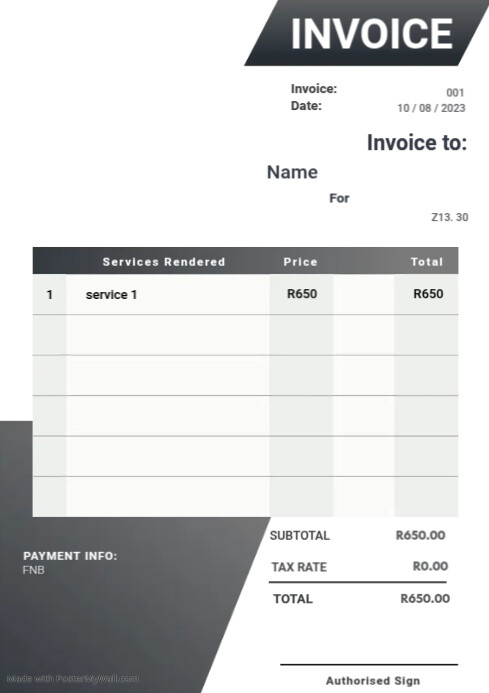 Copy of Invoice | PosterMyWall