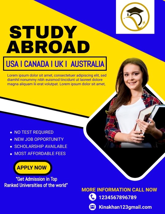 abroad study flyer, graduation invitation fre Template | PosterMyWall