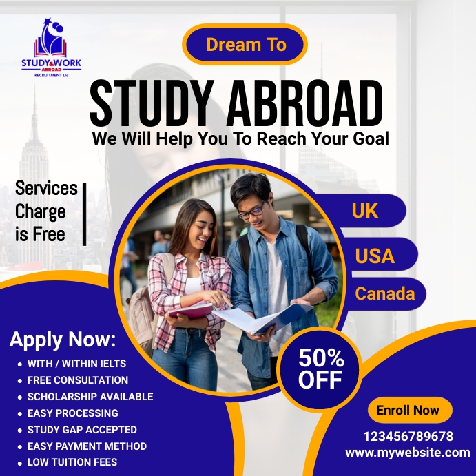 abroad study flyer Template | PosterMyWall