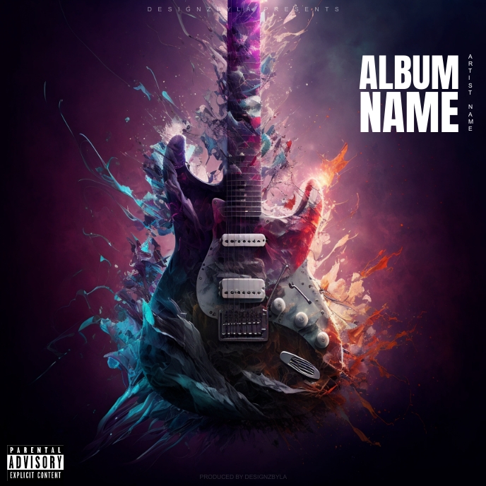 Abstract Album Cover Design guitar album art Template | PosterMyWall
