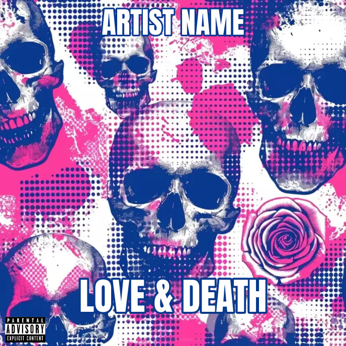 abstract art album art skull and flowers (1) Template | PosterMyWall