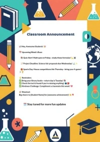 Abstract Classroom Announcement Poster Template\ A4