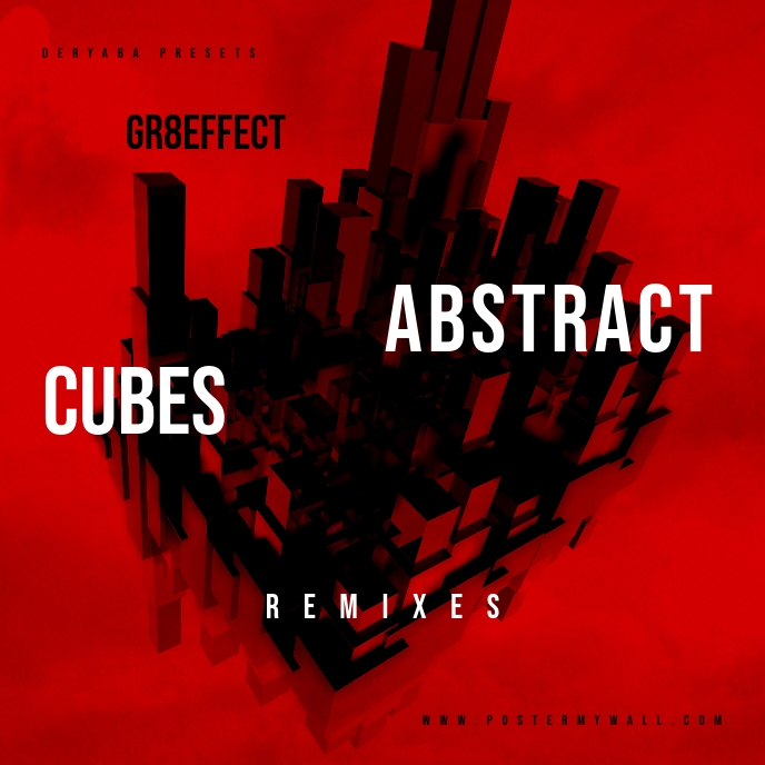 Abstract Cubes Red Mixtape CD Cover Portada de Álbum template