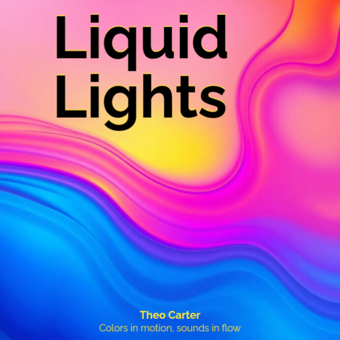 Abstract Electric Gradient Liquid Flow Album Cover template