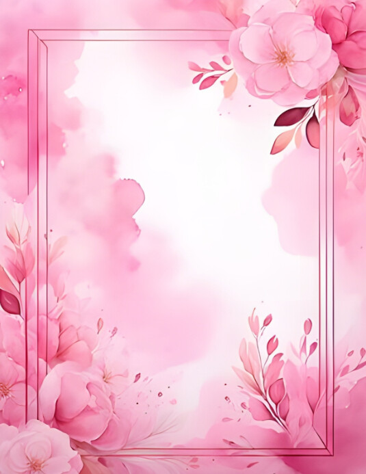 Abstract Empty pink Floral Wedding Invitation Card Background A4 Flyer (us Letter) Pamflet (VSA Brief) template