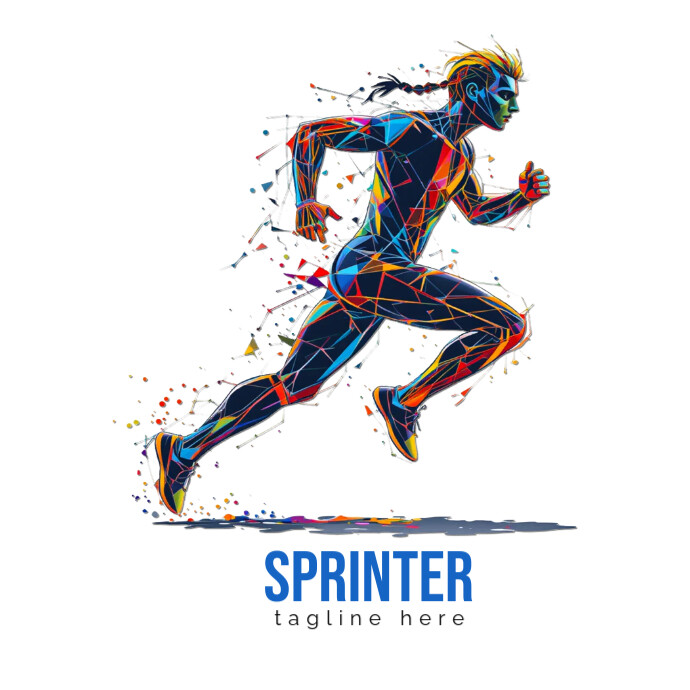 Abstract Sprinter Vector Copy of Abstract Geometric Runner Sprinter Illustration Logo | PosterMyWall