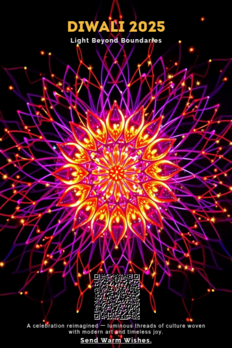 Abstract Geometric Style Holographic Harmony Diwali Poster template
