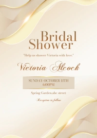 Abstract Golden Bridal Shower A3 template