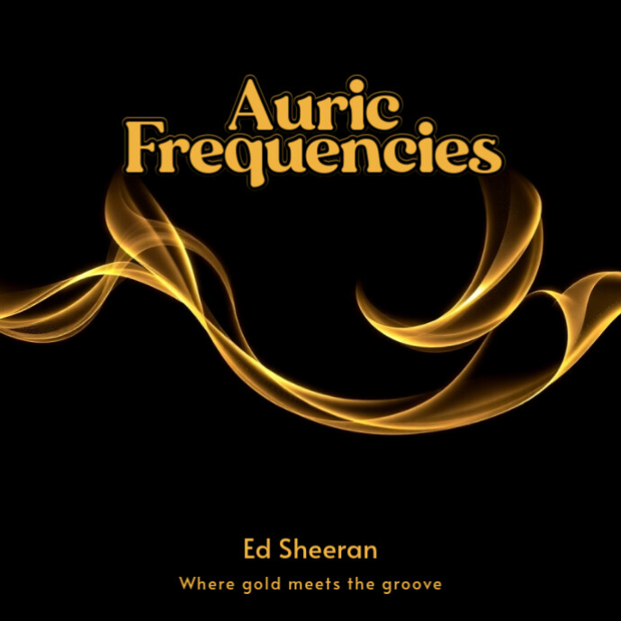 Abstract Golden Fractal Waveform Visual Album Cover template