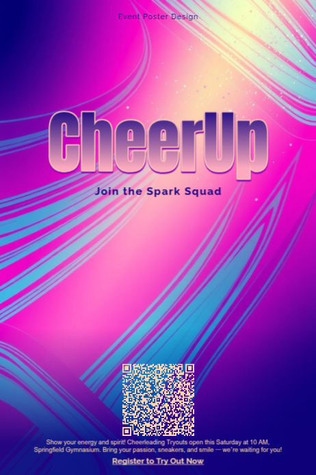 Abstract Gradients Cheerleading Tryouts Poster template