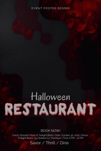 Abstract Halloween Restaurant Poster Design template