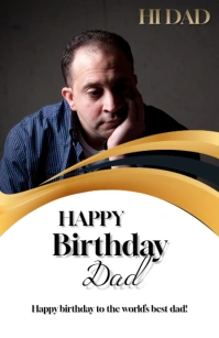 Abstract Happy Birthday Card Half Page Wide template