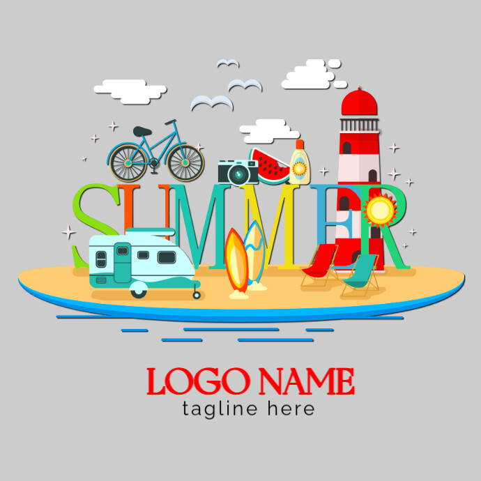 Abstract Hello Summer Logo template