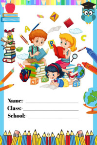 Abstract Kids Educational School Cover Page  Poster template