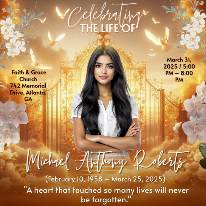Copy of Abstract Memorial Funeral Announcement Flyer, Funeral Instagram ...