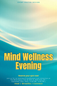 Abstract Mind Wellness Evening – Soft Healing Gradient With Calming Abstract Waves Poster Póster template
