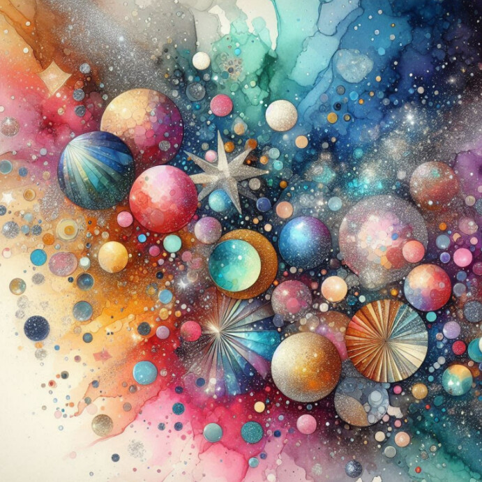 Abstract Multi-coloured Balls Background  Instagram Post template