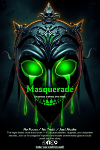 Abstract Neon Masquerade Mystery – Gothic Plasma Mask Poster Plakat template