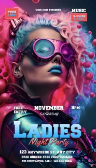 Abstract Pink And Blue Background Neon Ladies Business Card template