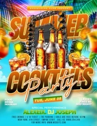 Abstract Premium Summer Cocktails Party Custom  Flyer (us Letter) template