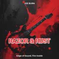 Abstract Razor & Rust – Grunge Rock Album Cover With Electric Guitar Art Album Cover Albumcover template