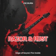 Abstract Razor & Rust – Grunge Rock Album Cover With Electric Guitar Art Album Cover template