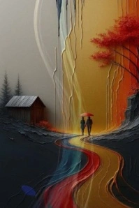 Abstract Romantic Couple Autumn Art Pinterest Graphic template