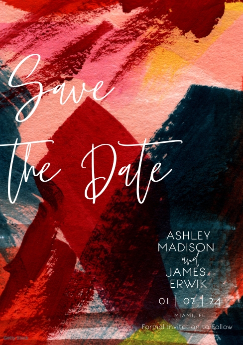 Abstract Save the Dates Invitation Template A5