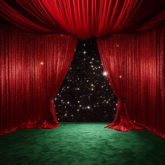 Abstract Starry Stage With Red Curtain  Instagram Post template