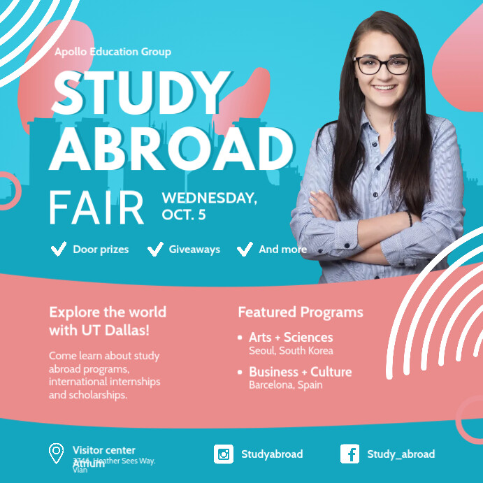 Abstract Study Abroad Fair Instagram Post Tem Template PosterMyWall