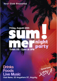 Abstract Summer Night Party A4 template