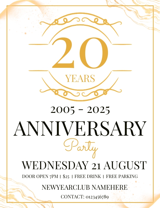 Abstract White Gold Company Anniversary Template PosterMyWall abstract-white-gold-company-anniversary-template-postermywall
