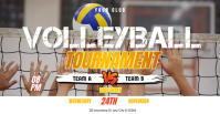 Grey Volleyball Tournament Facebook-gebeurtenisomslag Template