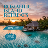 สีเทา Romantic Island Retreats Instagram Post Template