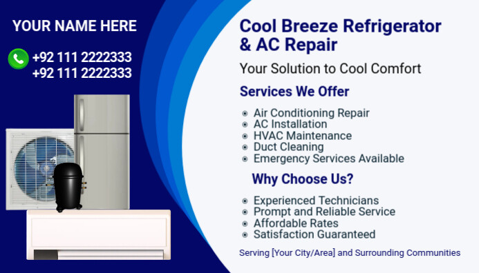 Ac Service Template Refrigerator And Ac Repair Services Template | PosterMyWall