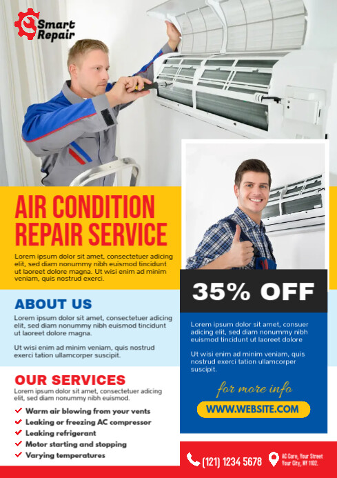 Ac Service Template AC Repair Flyer Template | PosterMyWall