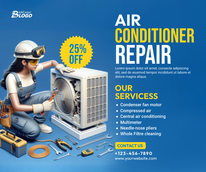 Plantilla de AC Repair Template | PosterMyWall