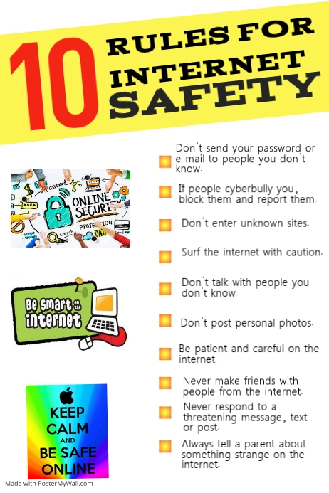 10 rules for internet safety Poster template