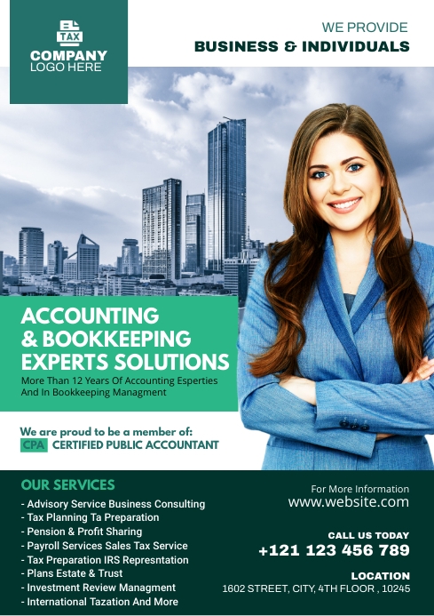 Accounting & Bookkeeping Service A4 template