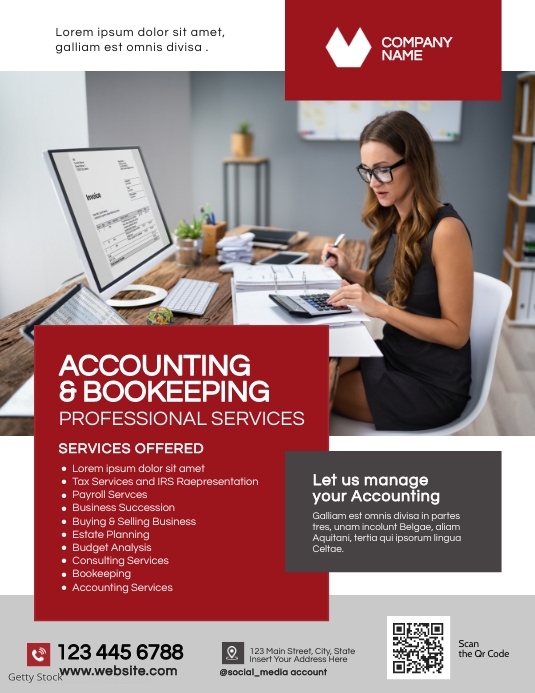 Example Simple Bookkeeper Advert accounting and bookeeping services flyer adve Template | PosterMyWall