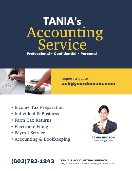 Bookkeeping Advert Examples Plantilla de Anuncio de Cartel de Servicio de Contabilidad de ...