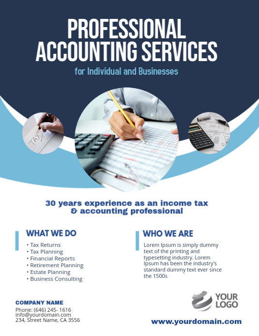 Bookkeeping Advert Examples Rekeningkundige Dienste Flyer Plakkaat Sjabloon templaat | PosterMyWall