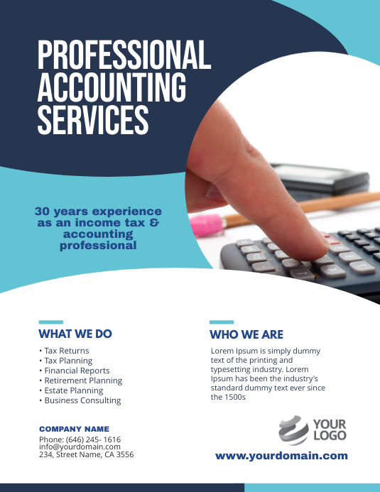 Accounting Services Flyer Poster Template Ulotka (US Letter)