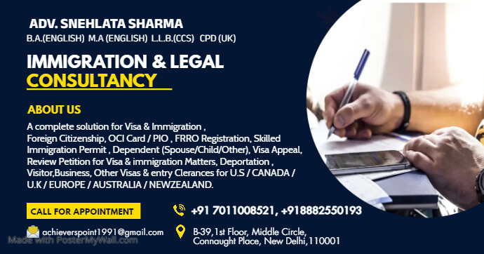 Navy Blue Immigration Service Facebook Post Template | PosterMyWall