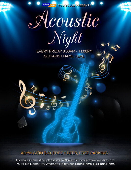 Acoustic guitar night flyer design (1) template