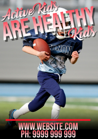 สีเทา Kids Health and Fitness A5 Template
