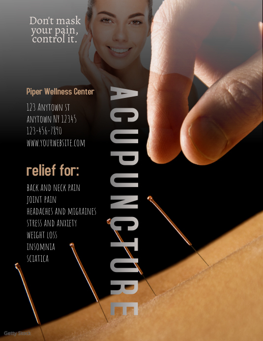 Acupuncture wellness flyer Løbeseddel (US Letter) template